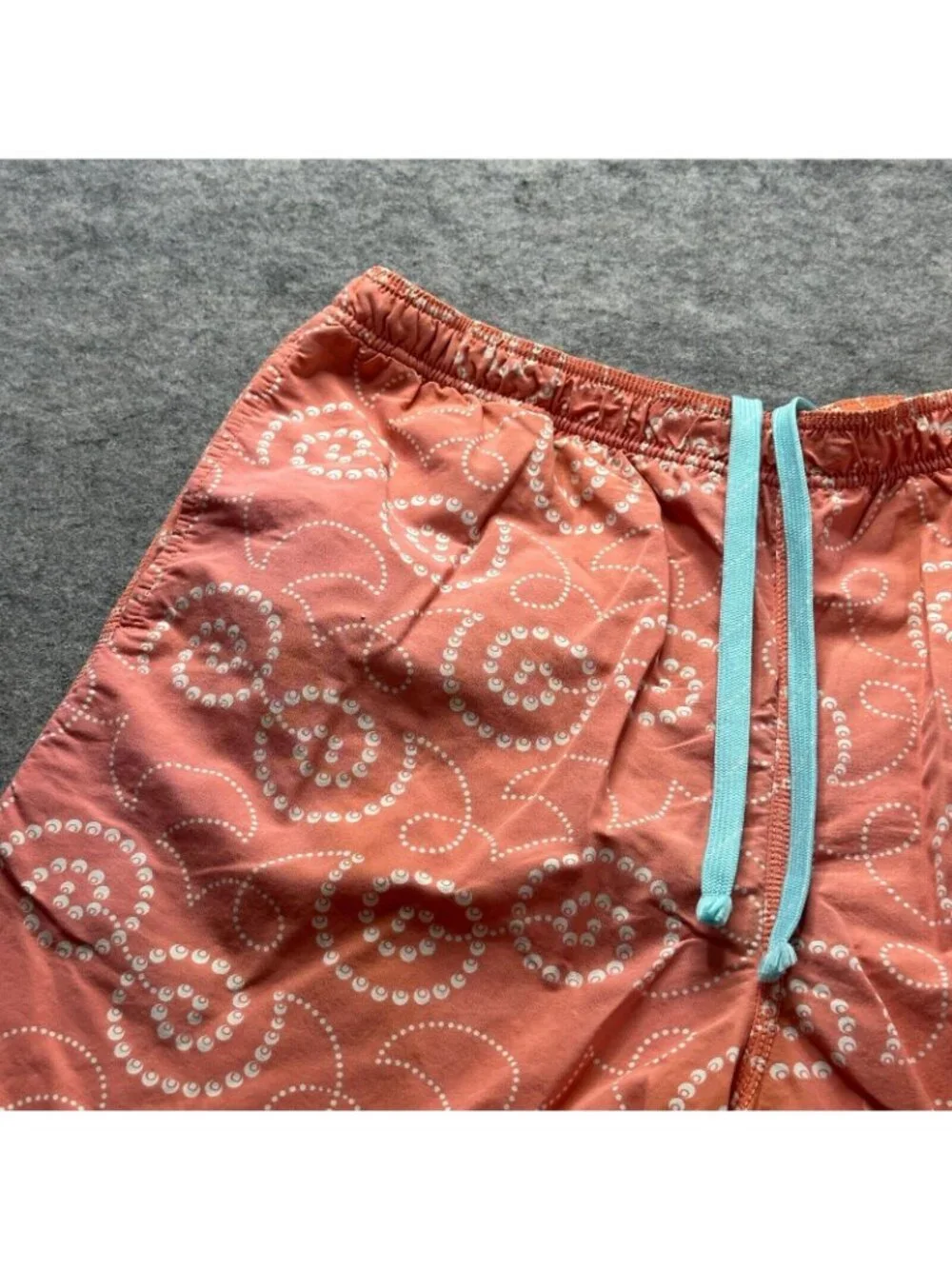 Tommy Bahama Swim Trunks Men L Orange Nylon Lined Geometric Built in Brief 18